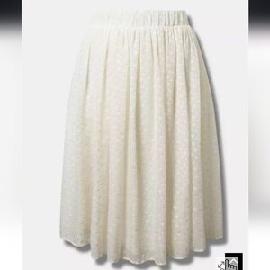 Torrid Midi Clip White Ivory Heart Skirt